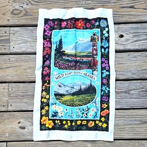 Vintage NWOT  KAY DEE Wild Flowers of Alaska Kitchen Towel